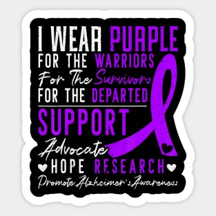 I Wear Purple Alzheimer's Awareness Dementia Disease Sticker